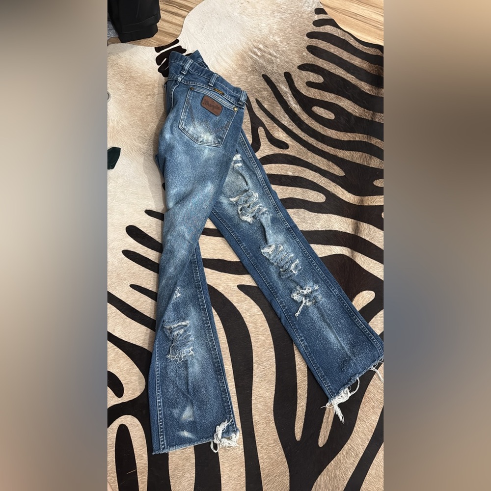 Wrangler Distressed Light Blue Straight-Leg Jeans